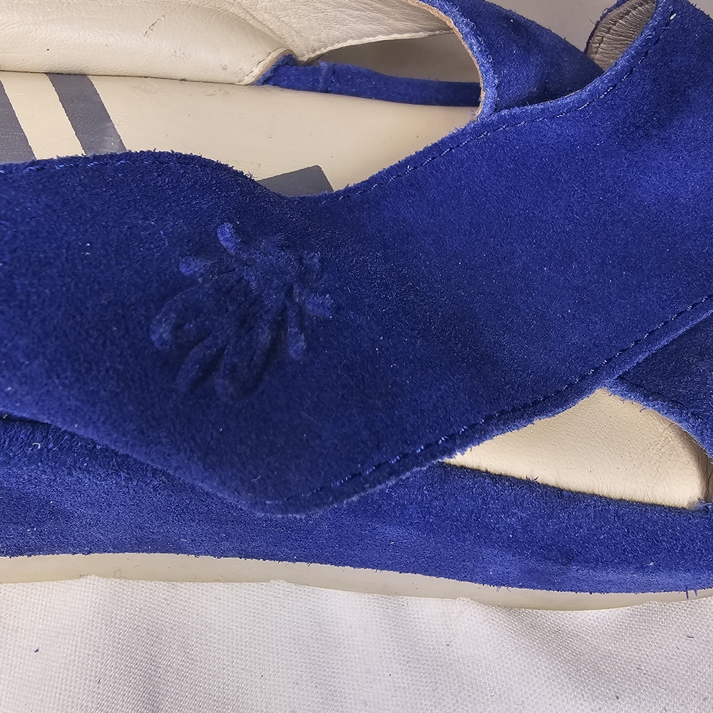 Fly London Begs Wedge Sandals - Women's Size 40 - Blue Suede Chunky Platform - Picture 14 of 14
